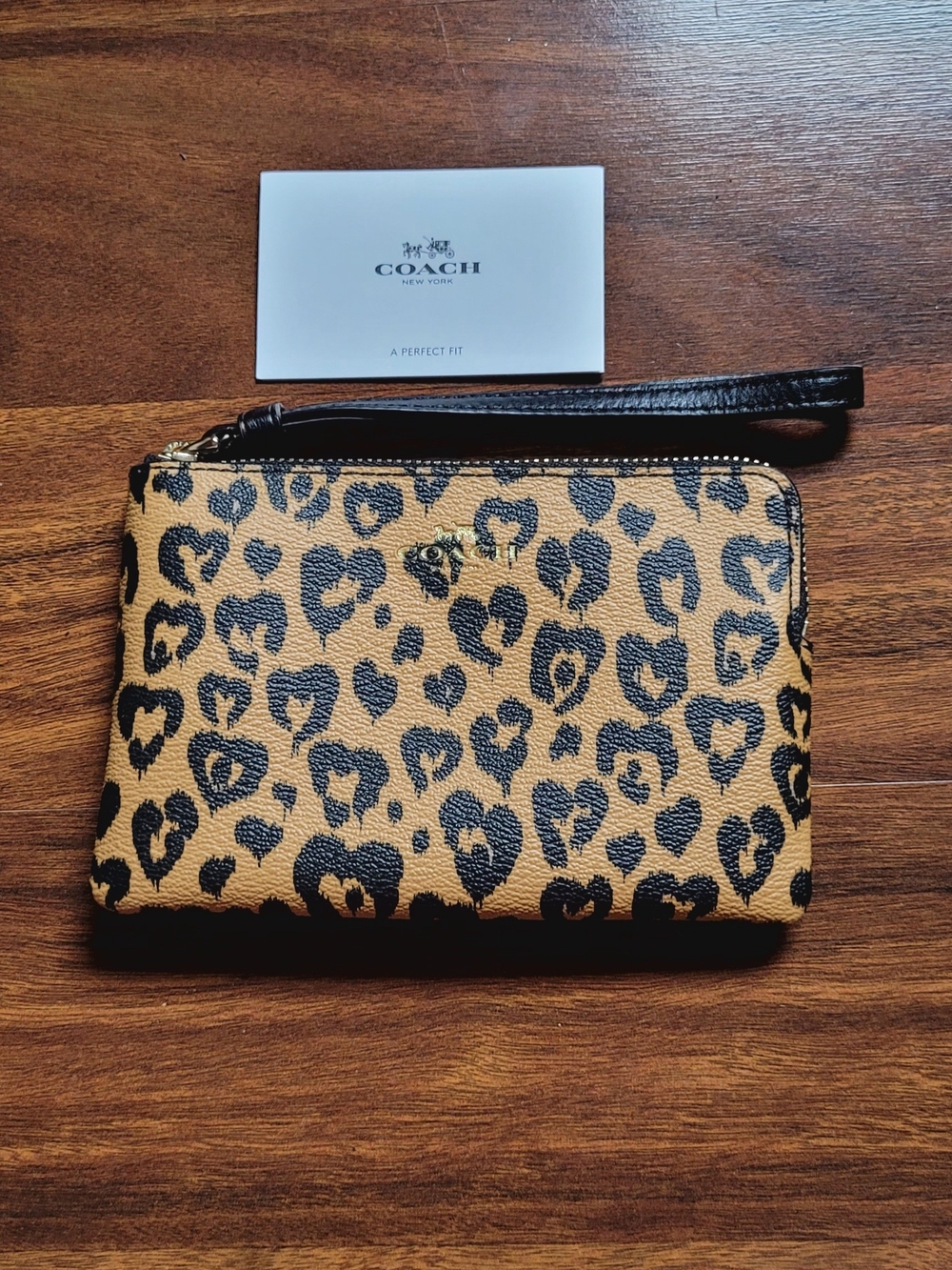 Coach Leopard-Print Wristlet in Tan and Black